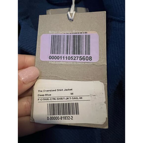 NWT Everlane Women's Oversized Shirt Jacket Shacket Long Sleeve Deep Blue Size M - Picture 8 of 10